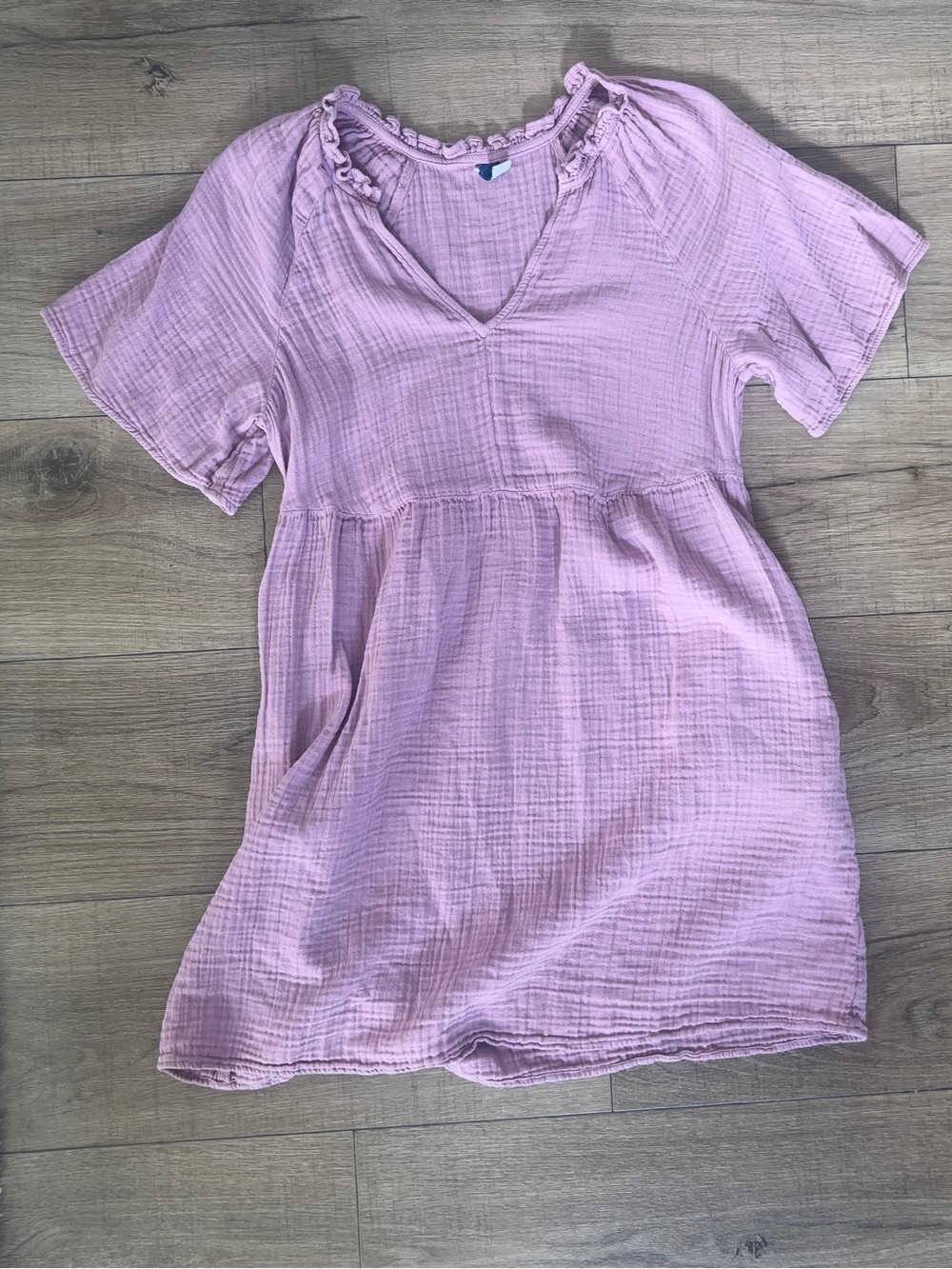 Old Navy Light Pink Gauze Midi Dress with V-Neck